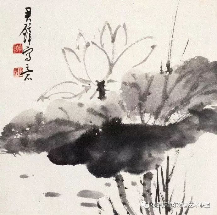 中国著名山水名家黄君璧的国画荷花系列作品赏析
