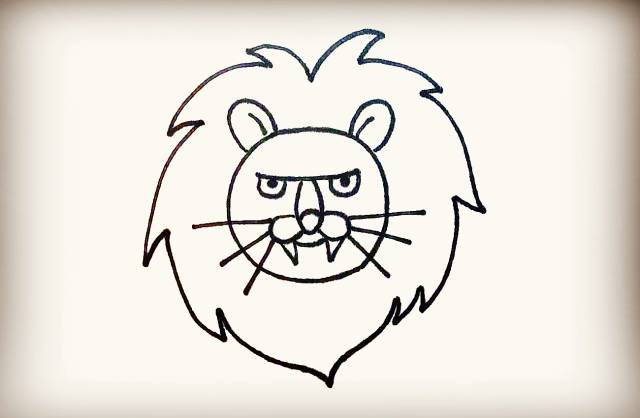 第二步 再画出狮子的嘴巴以及尖尖的牙齿. 第六步