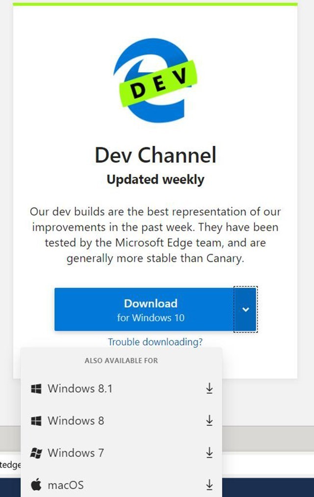 NG体育微软Edge下放了 Windows 7881用户也可下载(图2)