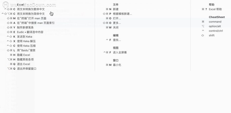 Cheatsheet For Mac Mac查看应用程序快捷键 V1 3 2中文免费版 软件