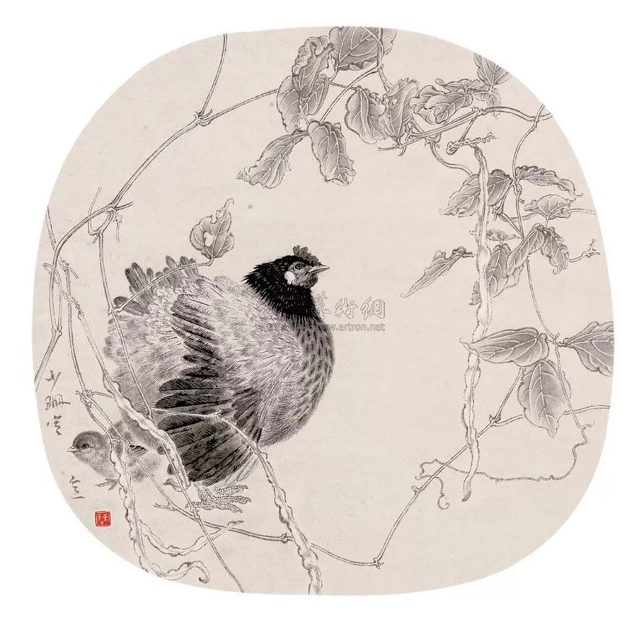 陈少珊工笔花鸟画,宁静中带有一些涩味