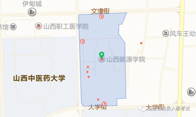 山西能源学院站下车 考场分布图 地址: 小店区坞城南路79号 地图位置