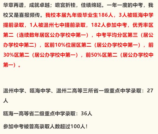 在158位优秀学生考取本校高中清北班的前提下,温州中学,宁波效实中学