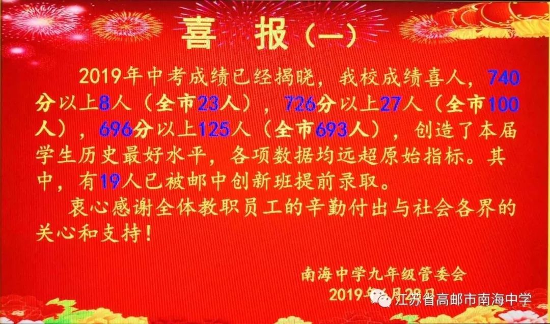 重磅高邮中考分数出炉中考状元就是他考了763分