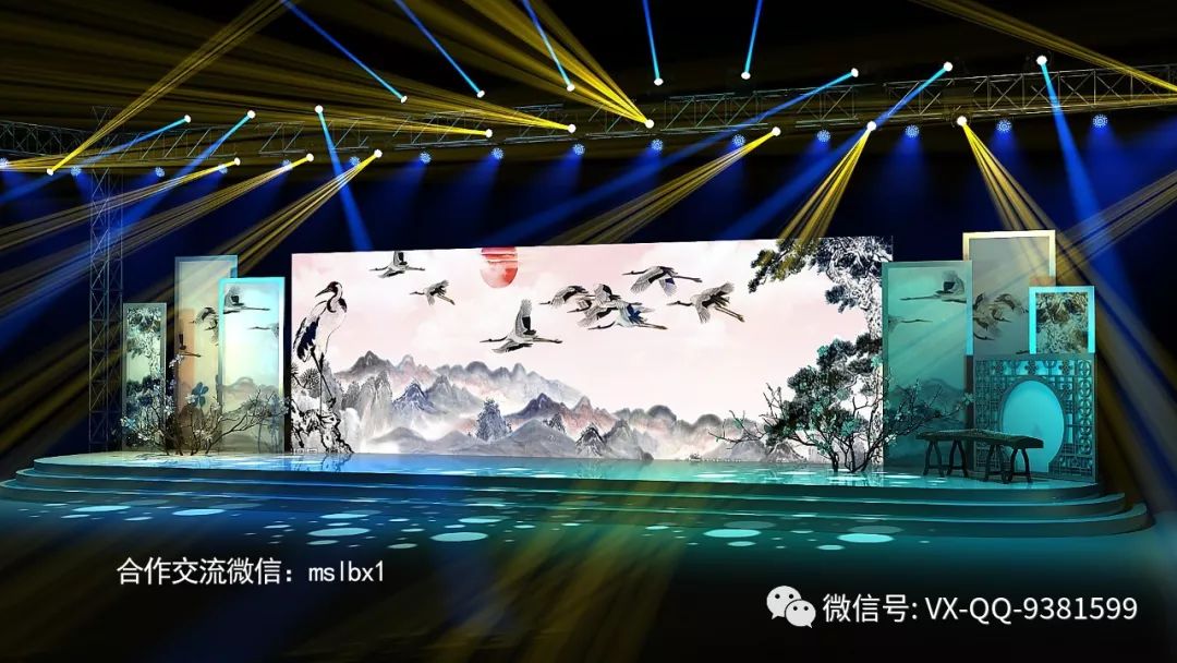 2019中国风舞美效果图中国风舞台设计中式舞美设计中式舞台设计寿宴