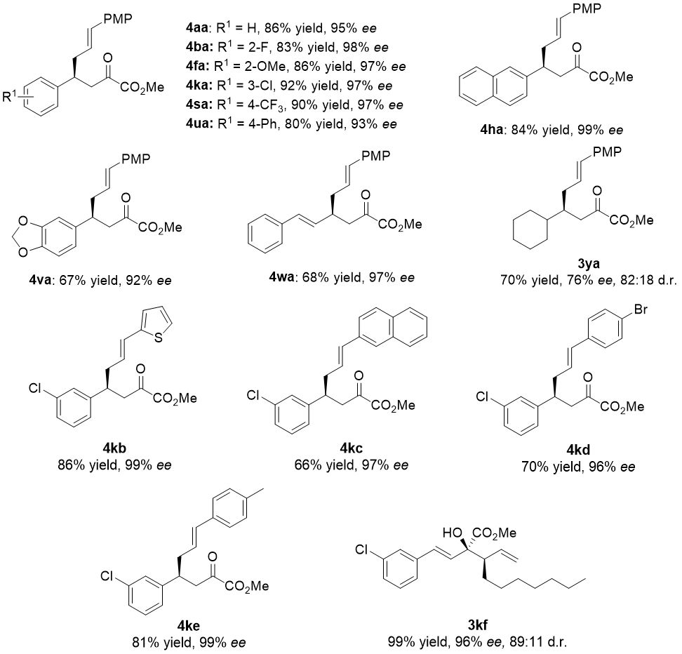 βγ不饱和α酮酸酯形式上的催化不对称烯丙基共轭加成