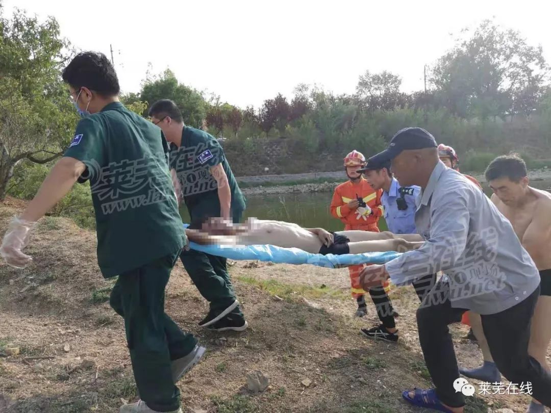 突发莱芜青扬行水库一男孩溺水现场紧急救援