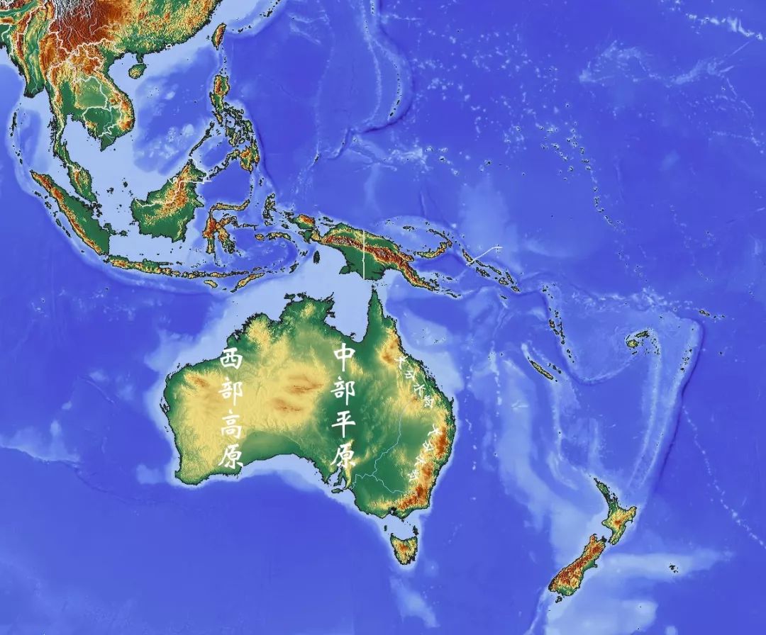 大洋洲区域地形图