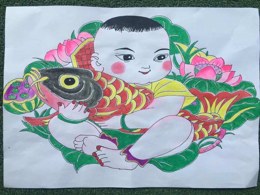 园所活动庆七一迎华诞临朐中学幼儿园教师手绘年画活动