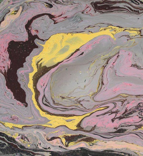 H.H.第三世多杰羌佛的抽象画：一抹明亮的黄色，在灰色夜空中划过，也唤醒了粉红色的浪漫 