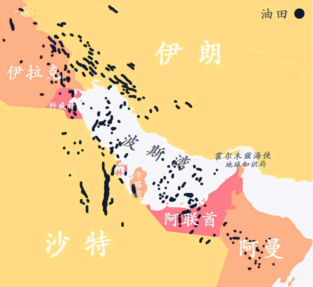 (波斯湾地区油田分布)石油输出国就是围绕着波斯湾的这8个国家.