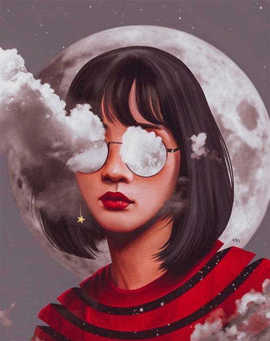 电脑插画细节绘制过程欣赏elenamasci天马行空的板绘作品够惊艳