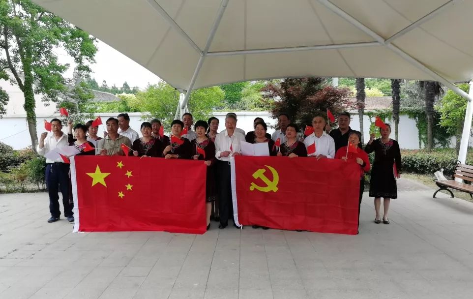 与国旗合影 向党旗敬礼——海湾镇"七一"主题党日追忆