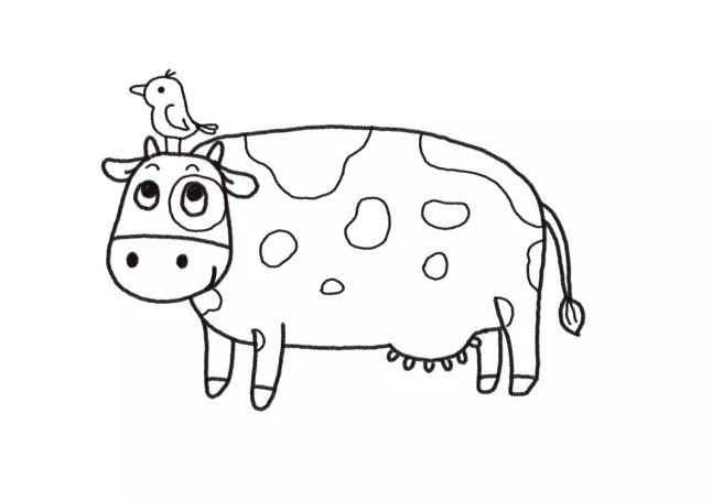 奶牛哞哞叫,农场动物简笔画来啦!