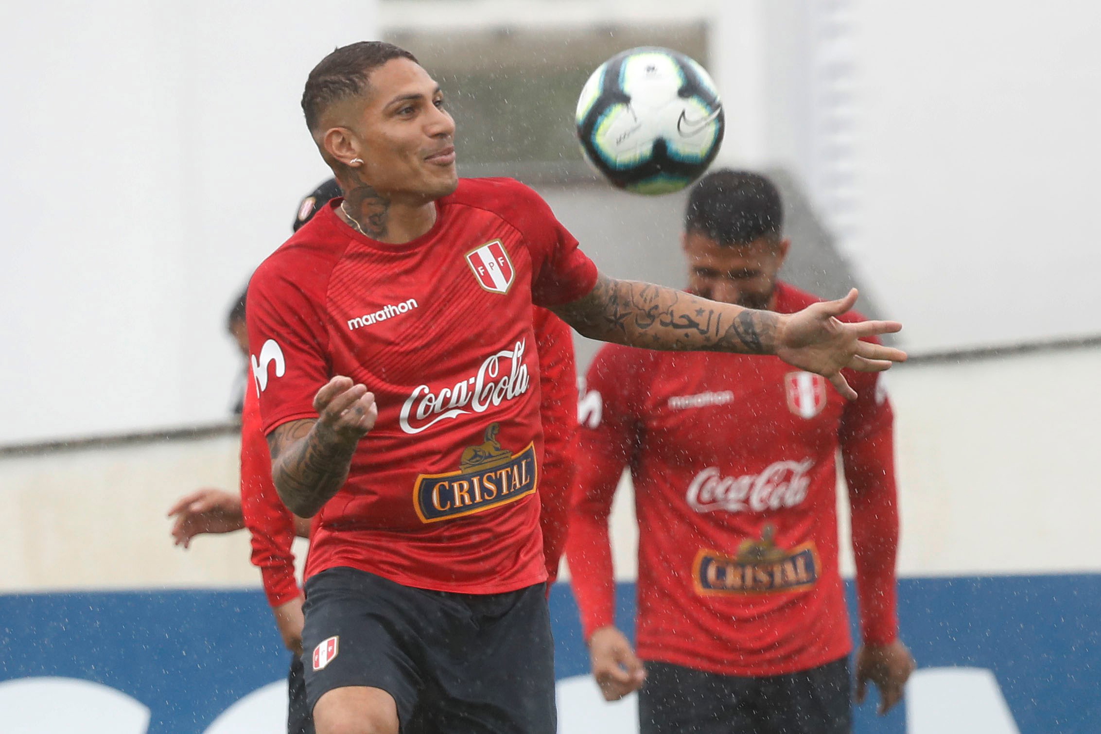 7月5日,秘鲁队球员格雷罗在训练中.