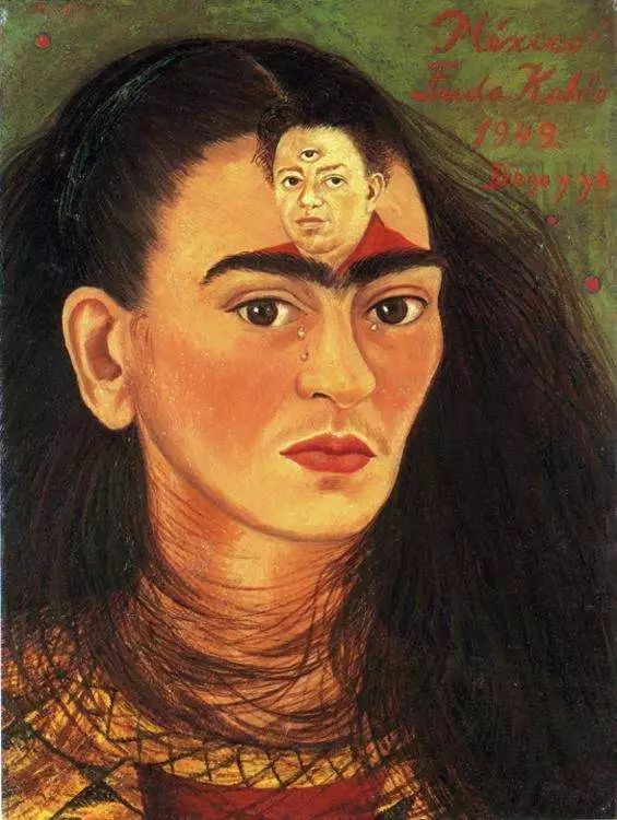 《迭戈和我》,1949,弗里达·卡罗 绘,图源:www.fridakahlo.