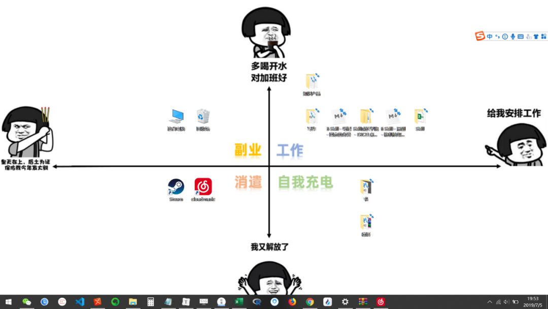 轮到这一款,更粗暴. 模板7:奋斗,暴富,玩 奋斗=学习,暴富=工作,玩=玩.
