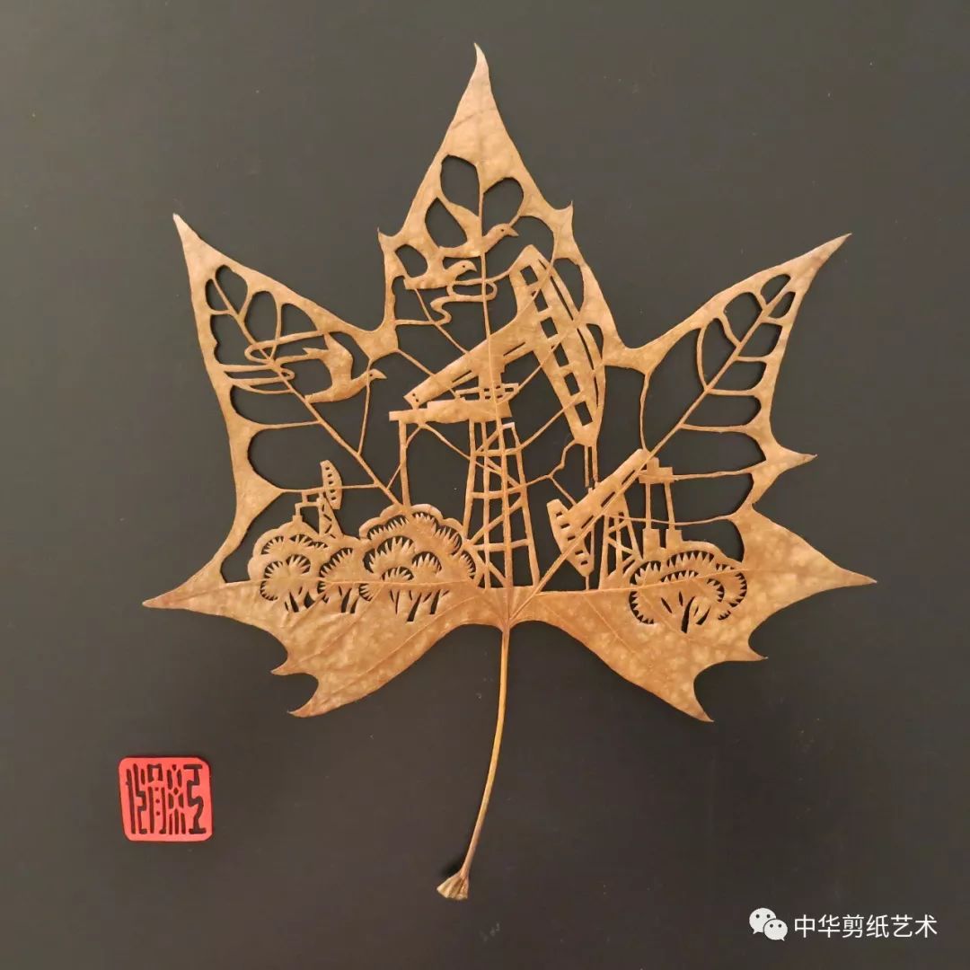 山东王红娟女士剪纸与叶雕艺术赏析