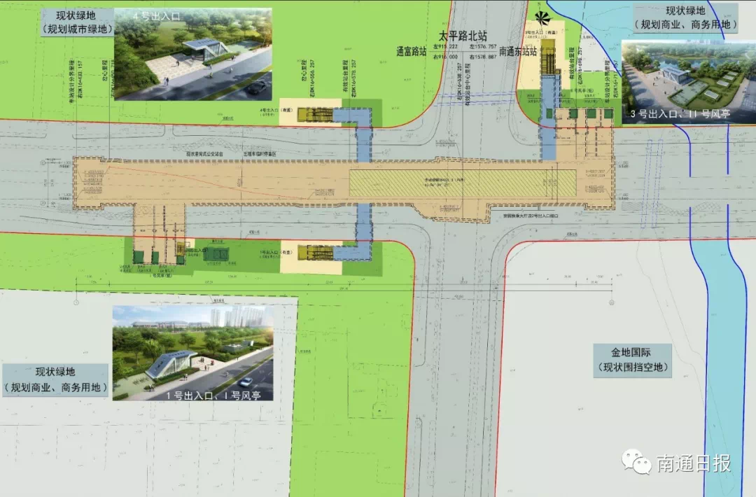 4个出入口3个风亭组南通轨交2号线易家桥站规划方案公示