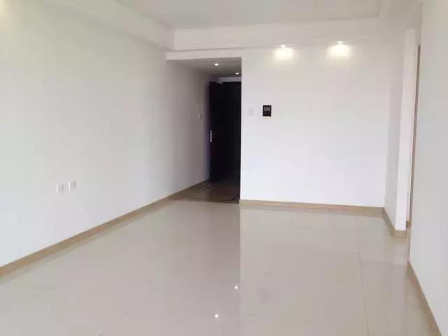 客厅也是大面积的白墙,只是简单做了吊顶和踢脚线.