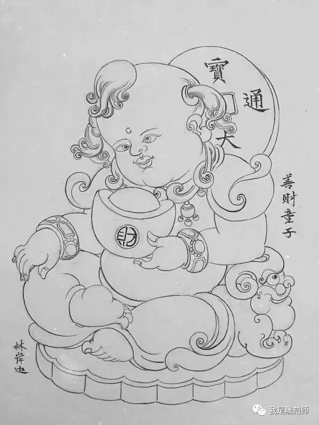 我是雕刻师玉雕素描绘画工笔线描雕刻设计手稿素材