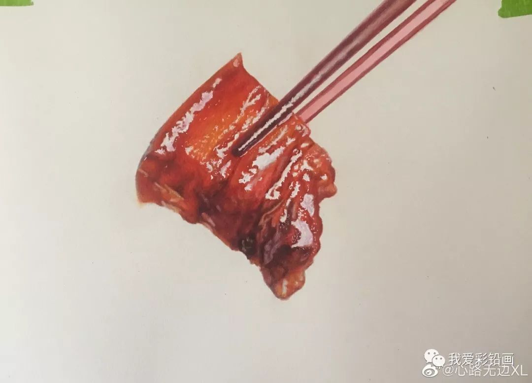 【彩铅画】吃块红烧肉,吃饱才有力气减肥嘛