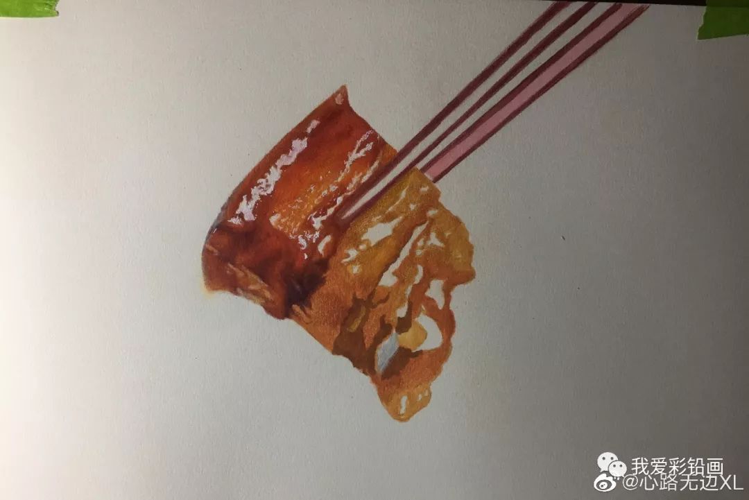 【彩铅画】吃块红烧肉,吃饱才有力气减肥嘛