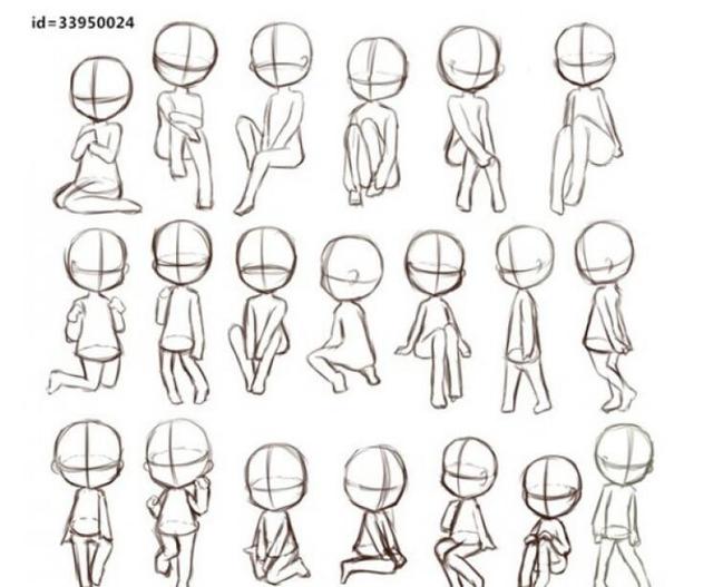 这是小编整理收集的超细致的q版人物动作pose素材,值得练习哦!