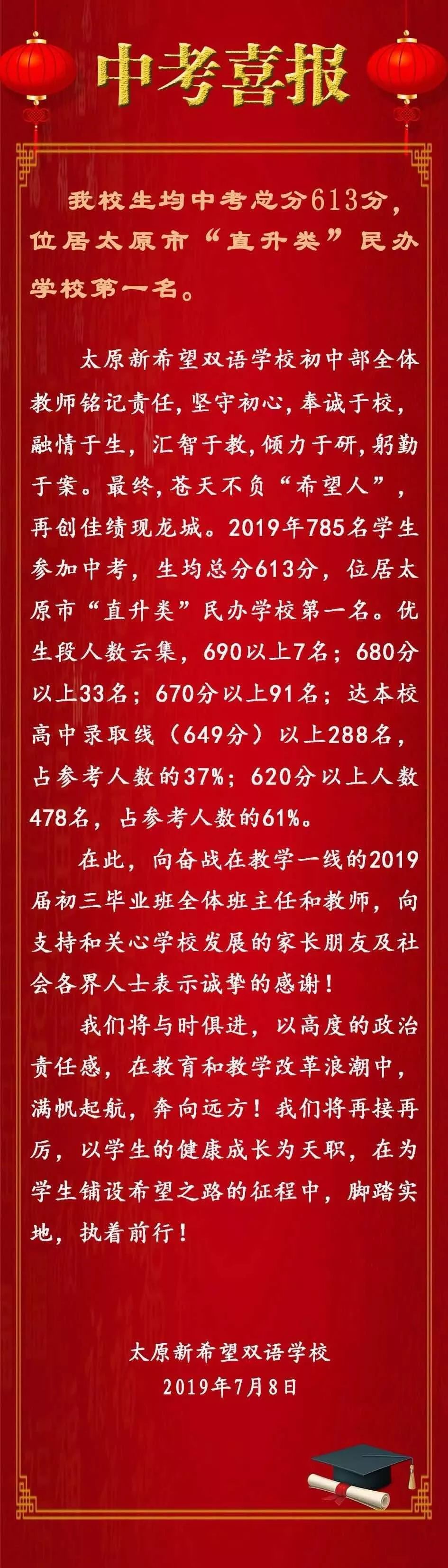 中考喜报2019年太原市各校中考喜报持续更新中