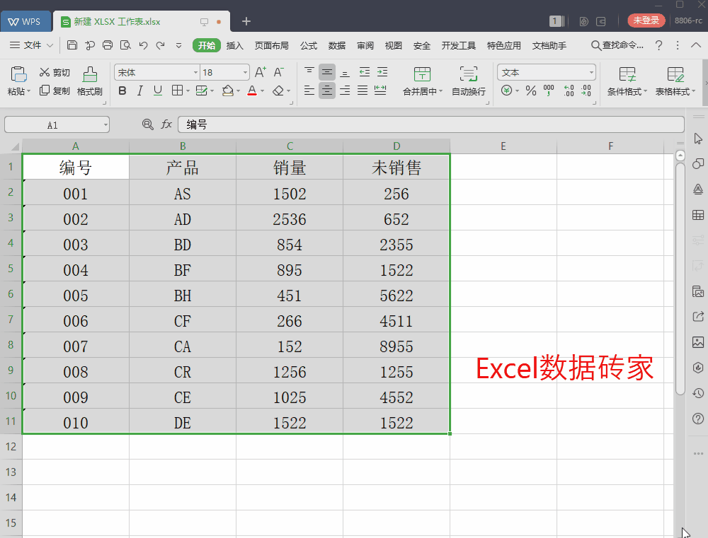先选中所有的表格数据,然后再点击菜单栏中的【表格样式】,为表格