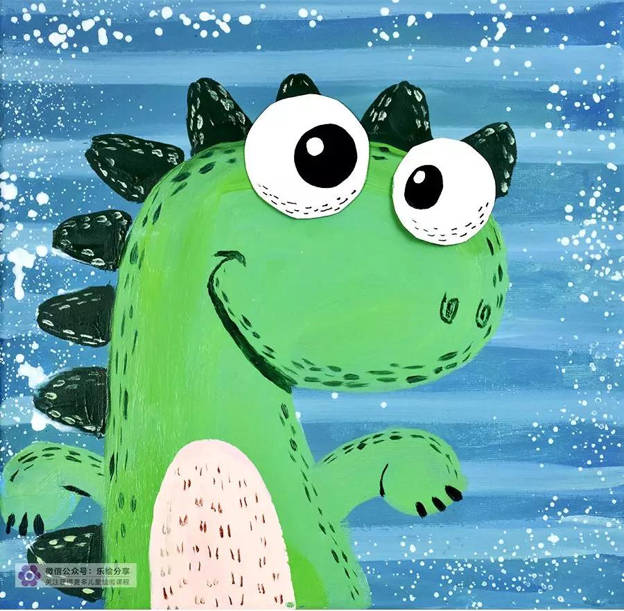 儿童水粉画创意画教程|可爱的恐龙宝宝