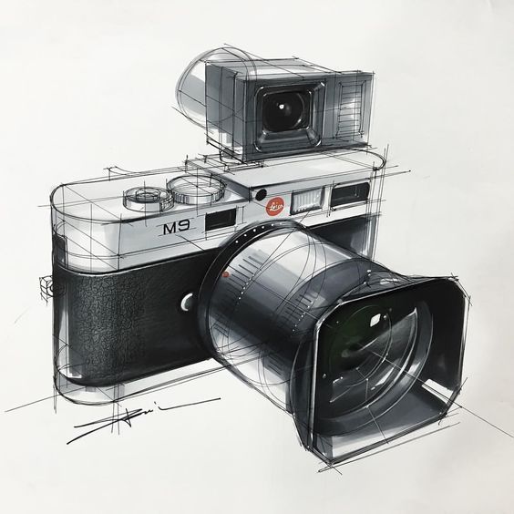 工业设计手绘 —— 一组照相机的手绘作品
