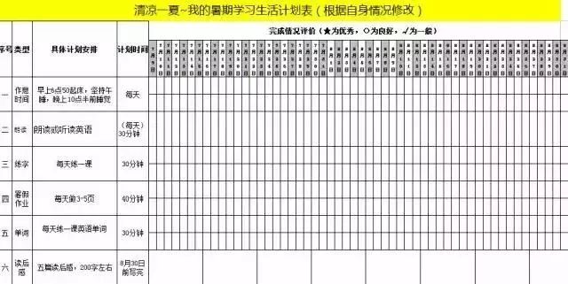3张学霸暑假计划表传疯了!他们的暑假原来都是这样过的学习了!