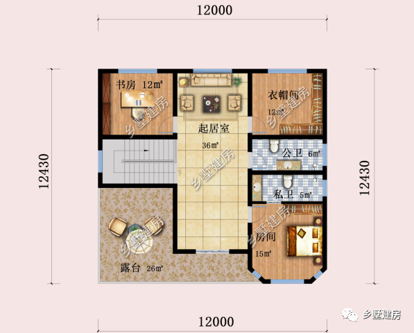 12x12米三层别墅布局5卧6卫建一栋过理想乡村生活