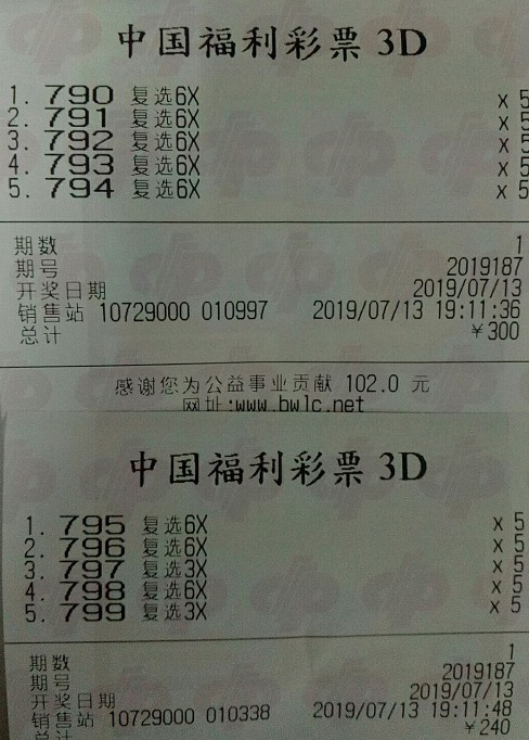 7月13日3d排列三第187期晒票_独胆