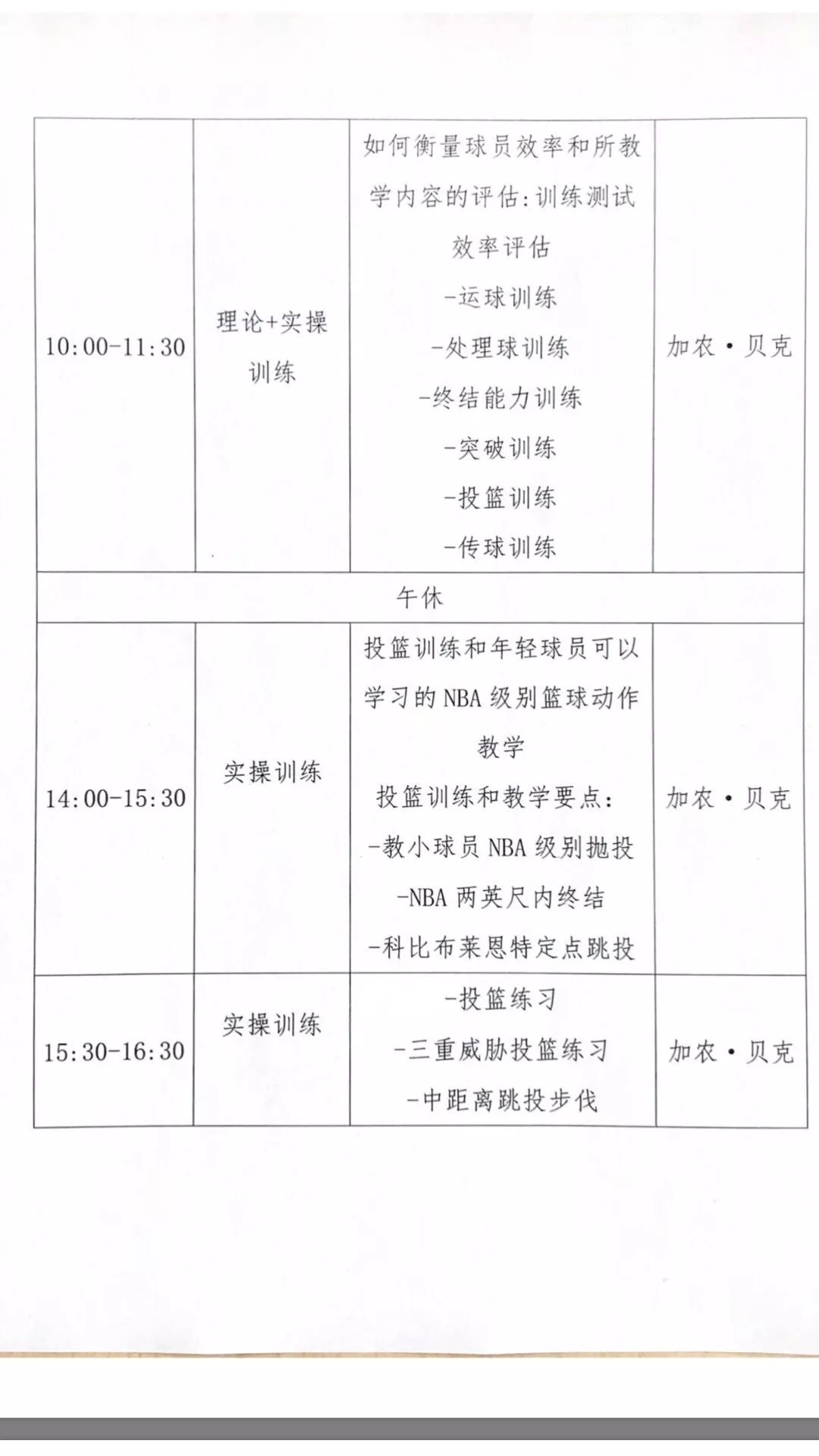 加农贝克是美国著名篮球训练师,很多nba,wnba,nbdl,ncaa甚至是欧洲