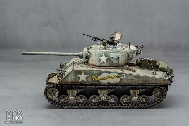 m4a3 76w早期炮塔 雷霆6号 雪地迷彩 模型作品_田宫