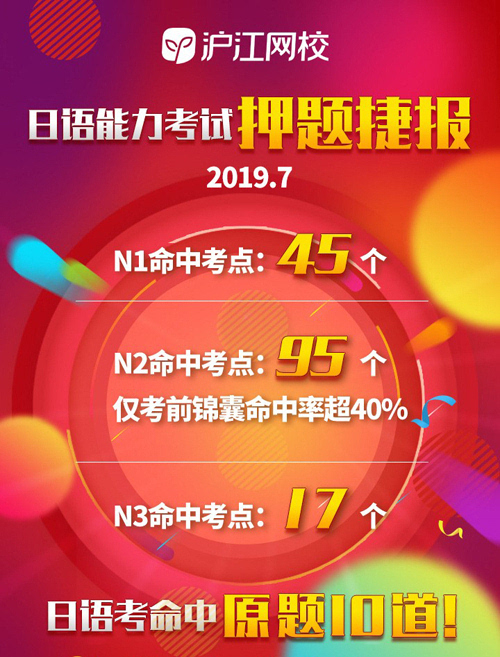 日语能力考试中沪江日语以高命中率押题成功,押中157个考点