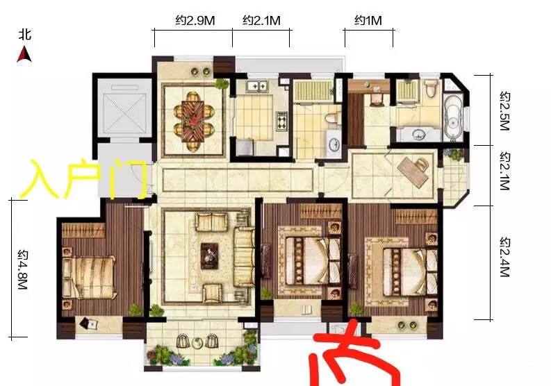王小星阳宅风水：住宅户型风水实例分析，不利男主人的风水格局！_房子