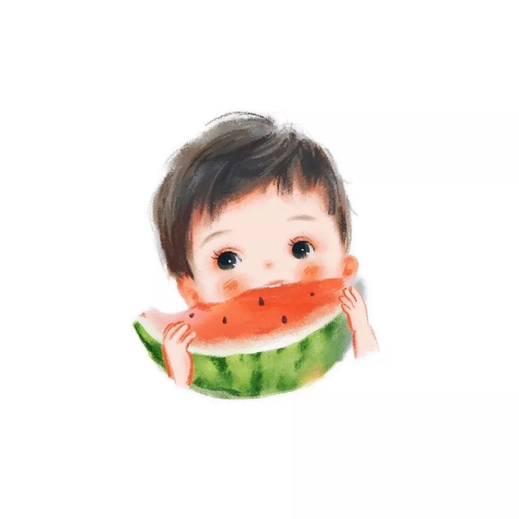 Q版可愛吃西瓜的小男生, Q版, 可愛, 男生素材圖案，PSD和PNG圖片免費下載