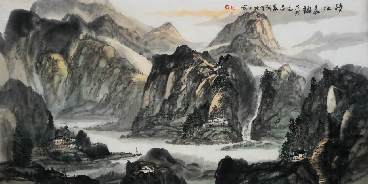 郭家训山水作品家居客厅的点睛之笔