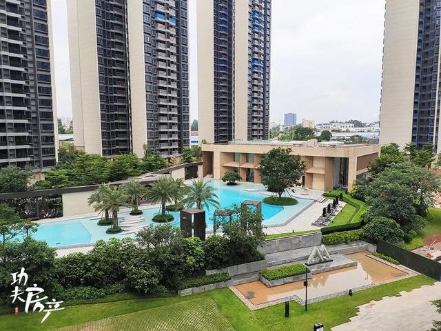 项目泳池实景 时代领峰配建的南海高新区第一小学,小塘第一幼儿园已