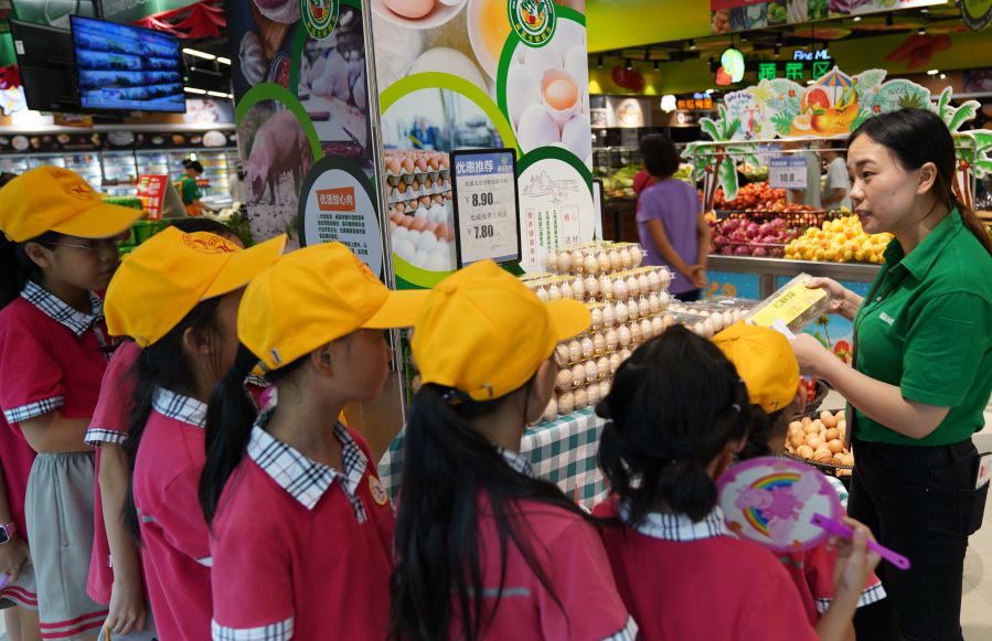 小学生进超市学习食品安全