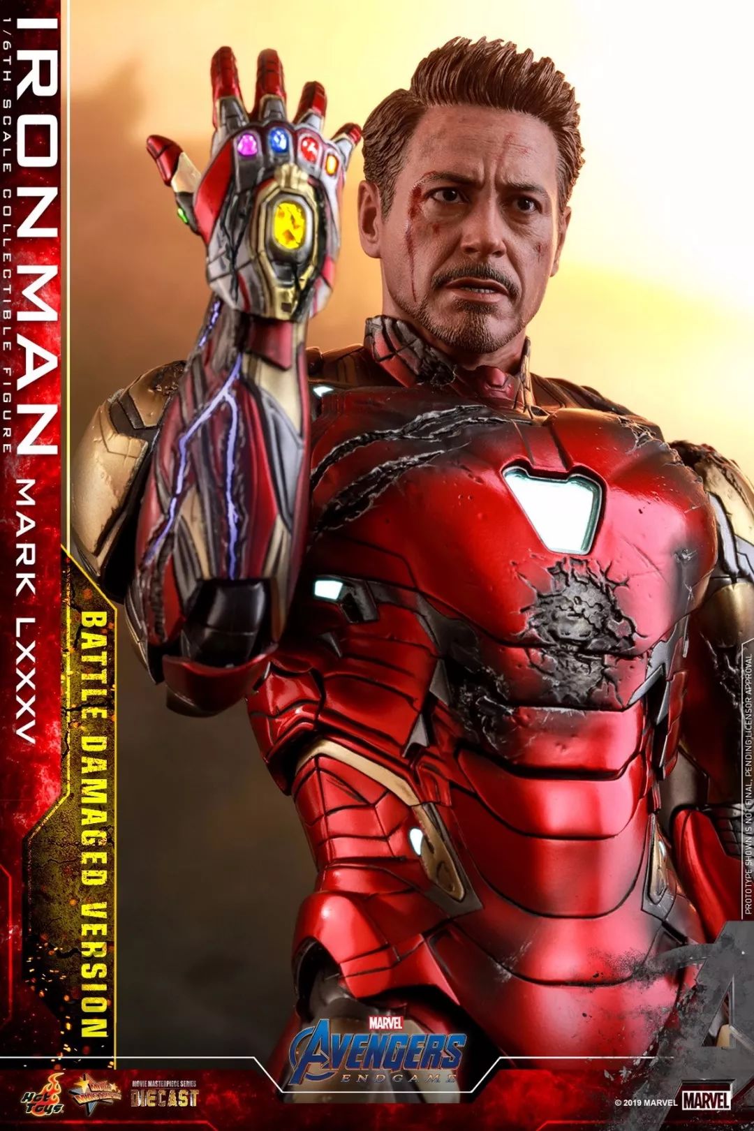 67先行预订hottoys16mms543d33b复联4终局之战钢铁侠mk85战损标版