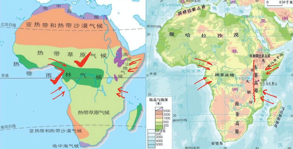 非洲的地形与气候