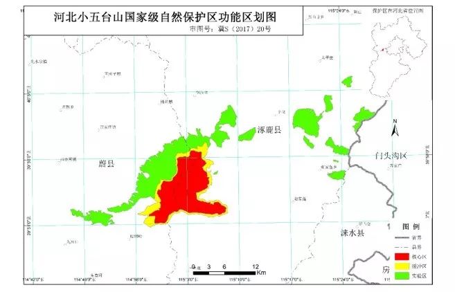 分区采用"人与生物圈"计划的生物保护区基本模式,即"核心区-缓冲区-实