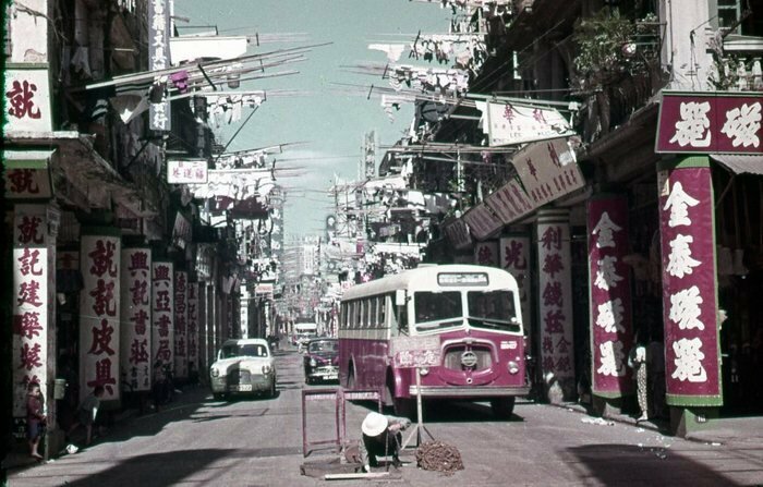 60年代初美国游客拍摄的香港 繁荣的街市 热闹的街头