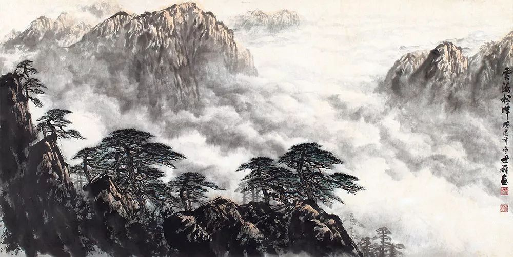 梁世雄 云海松风梁世雄(1933-),广东南海人,著名岭南画派当代名家