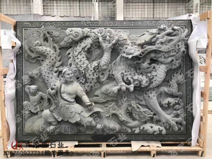 降龙伏虎浮雕 寺庙门面浮雕 石雕浮雕壁画