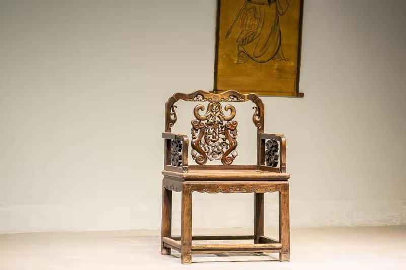 清代花梨木太师椅一套 典藏太师椅